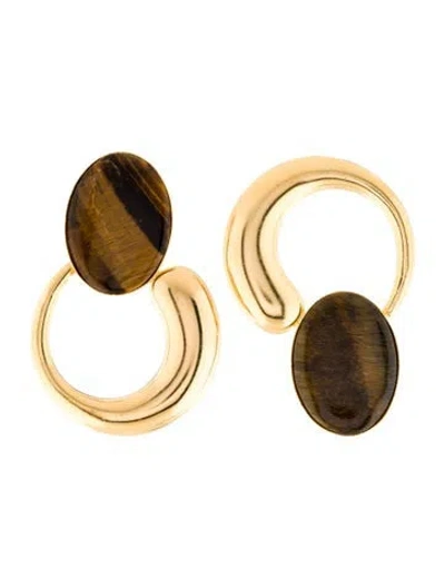 Pre-owned D'estree Round Drop Earrings In Brown
