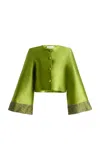 D'estree Destree Ruby Smart Satin Jacket In Green