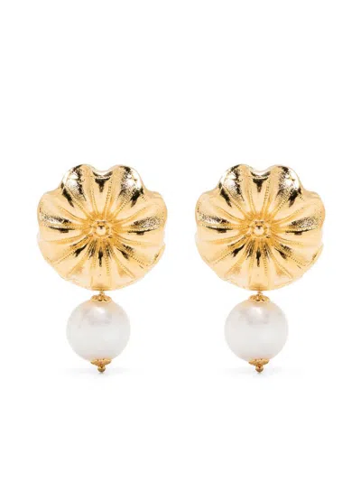 D'estree Sonia Daisy Pearl Earrings In White