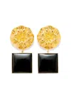 D'estree Sonia Daisy Square Earrings In Black