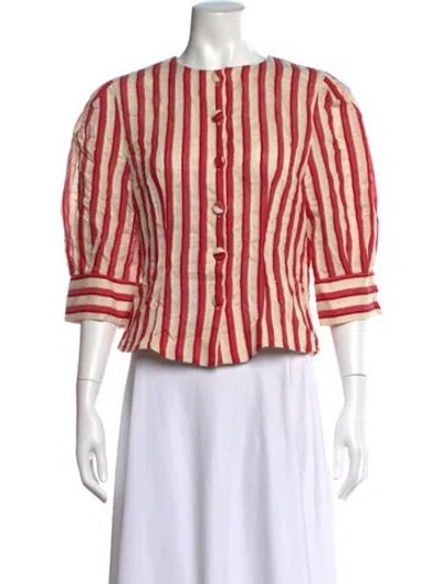 Pre-owned D'estree Striped Crew Neck Top In Red