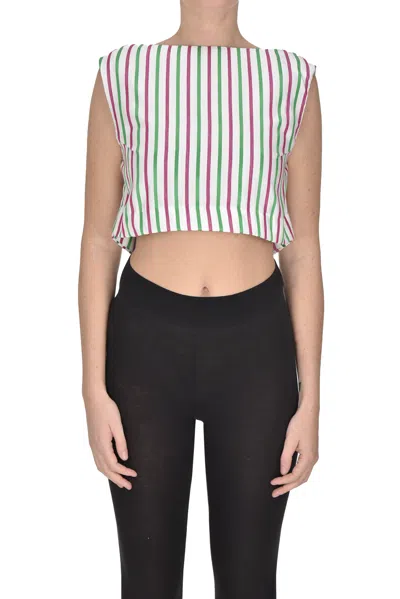 D'estree Striped Cropped Top In Multi