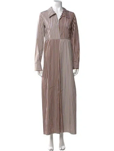 Pre-owned D'estree Striped Long Dress In Neutrals