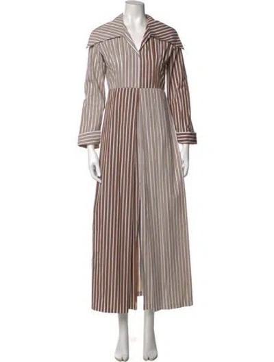 Pre-owned D'estree Striped Long Dress In Neutrals