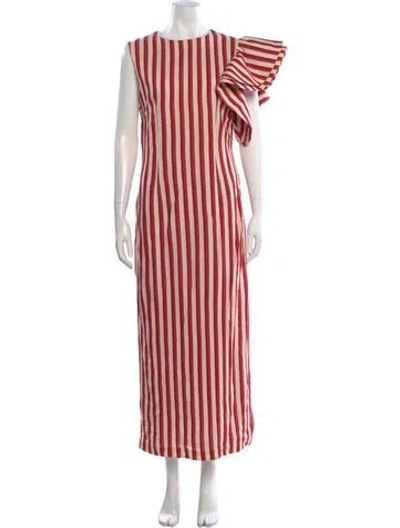 Pre-owned D'estree Striped Long Dress In Red