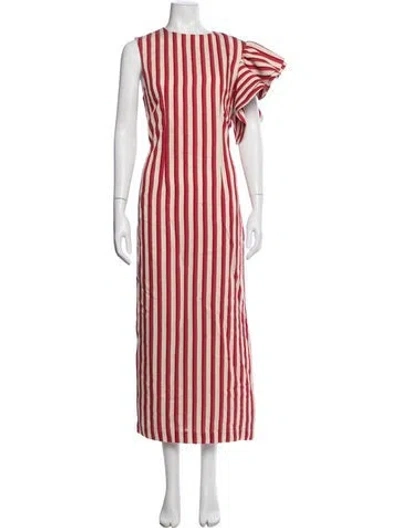 Pre-owned D'estree Striped Long Dress In Red