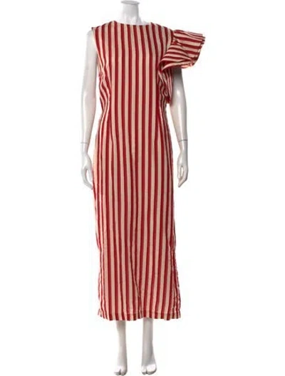 Pre-owned D'estree Striped Long Dress In Red
