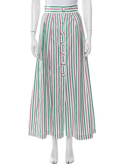 Pre-owned D'estree Striped Long Skirt In Green