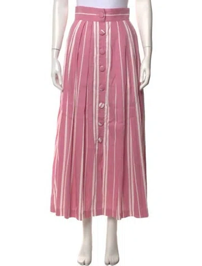Pre-owned D'estree Striped Long Skirt W/ Tags In Pink