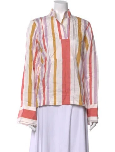 Pre-owned D'estree Striped Long Sleeve Blouse In Multi
