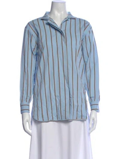 Pre-owned D'estree Striped Long Sleeve Top In Blue