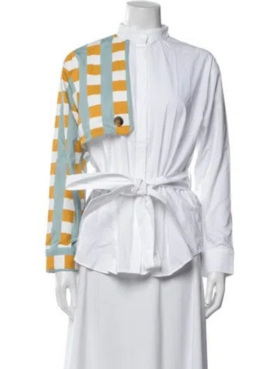 Pre-owned D'estree Striped Long Sleeve Top In White