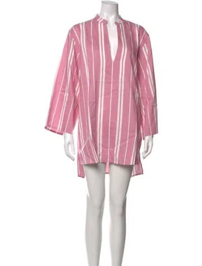 Pre-owned D'estree Striped Mini Dress In Pink