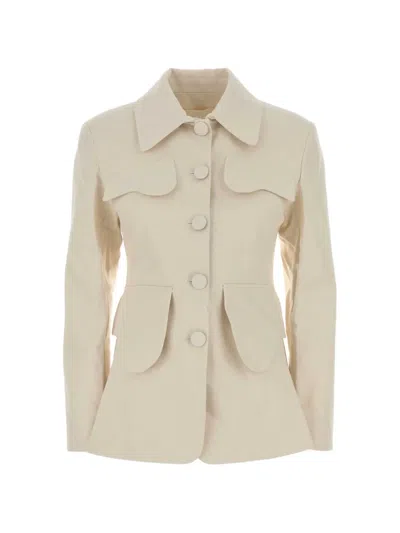 D'estree Tamara Stretch-denim Jacket In Neutral