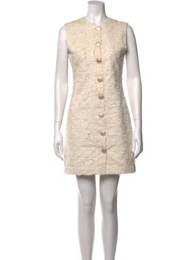 Pre-owned D'estree Tweed Pattern Mini Dress In Neutrals