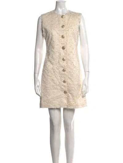 Pre-owned D'estree Tweed Pattern Mini Dress In Neutrals