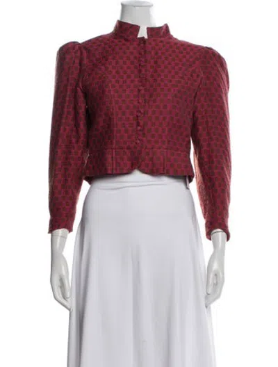 Pre-owned D'estree Virgin Wool Patterned Jacket In Burgundy