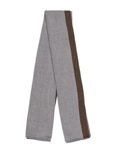 Pre-owned D'estree Virgin Wool Printed Scarf W/ Tags In Gray