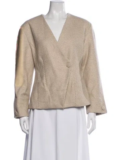 Pre-owned D'estree Virgin Wool Striped Jacket W/ Tags In Neutral