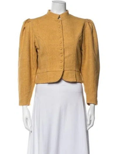 Pre-owned D'estree Virgin Wool Tweed Pattern Jacket In Yellow