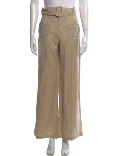 Pre-owned D'estree Virgin Wool Wide Leg Pants In Neutrals