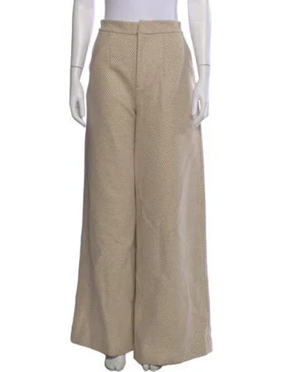 Pre-owned D'estree Virgin Wool Wide Leg Pants W/ Tags In Neutral