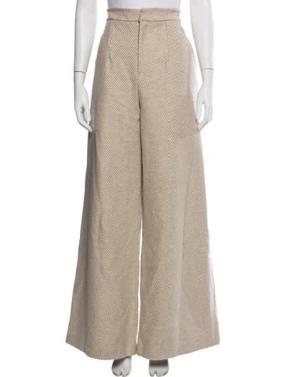 Pre-owned D'estree Virgin Wool Wide Leg Pants W/ Tags In Neutral