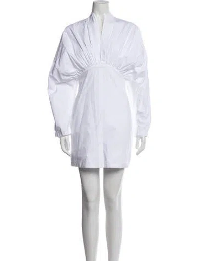 Pre-owned D'estree V-neck Mini Dress In White