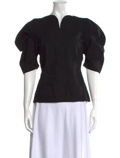 Pre-owned D'estree V-neck Short Sleeve Top In Black