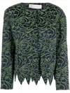D'estree Wade Floral-jacquard Satin Jacket In Blue