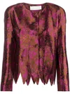 D'estree Wade Floral-jacquard Satin Jacket In Pink