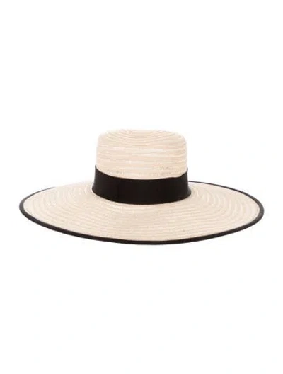 Pre-owned D'estree Wide Sun Hat W/tags In Neutrals