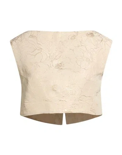 D'estree Destree Woman Top Cream Size S Acetate, Polyester, Metallic Polyester In White