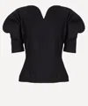 D'estree Destree Women's Janet Black Crepe Puff-sleeve Top In Black