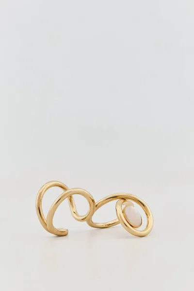 D'estree Women's Louise Double Ring In White In Gold