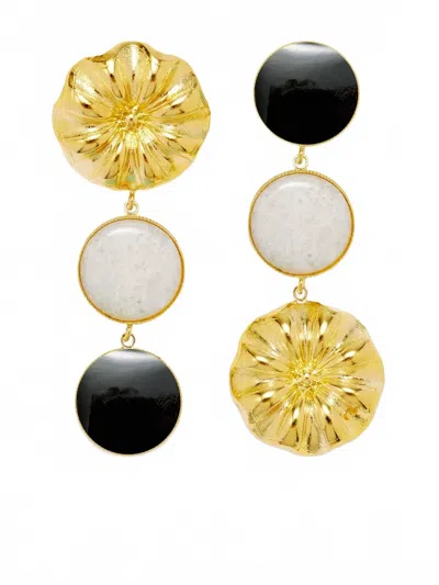D'ESTREE WOMEN'S SONIA DAISY DOUBLE STONE EARRINGS IN CYAN