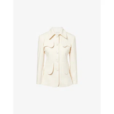 D'estree Womens Ecru Tamara Tailored Denim Blazer In White