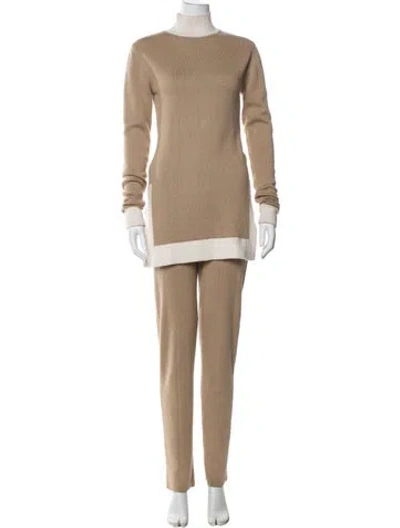 Pre-owned D'estree Wool Pant Set In Neutral