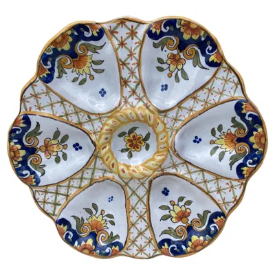 Pre-owned Desvres 19th Century French Faience Oyster Plate  In Gray