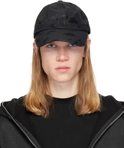 Det Blev Sent Black Distressed Waxed Denim Cap