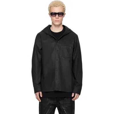 Det Blev Sent Black Waxed Hooded Shirt