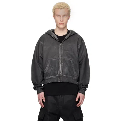 Det Blev Sent Gray Waxed Garment-dyed Zip Hoodie