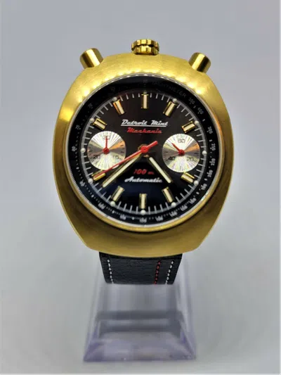 Pre-owned Detroit Mint Mechanic Automatic Chronograph Black On Gold