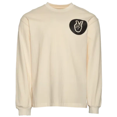 Deuce Mens  Circle Long Sleeve T-shirt In Cream/black