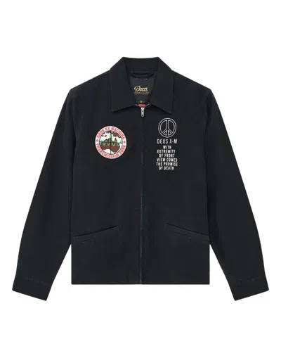 Deus Ex Machina Black Fugazi Embroidered Cotton Sateen Souvenir Jacket In Multi