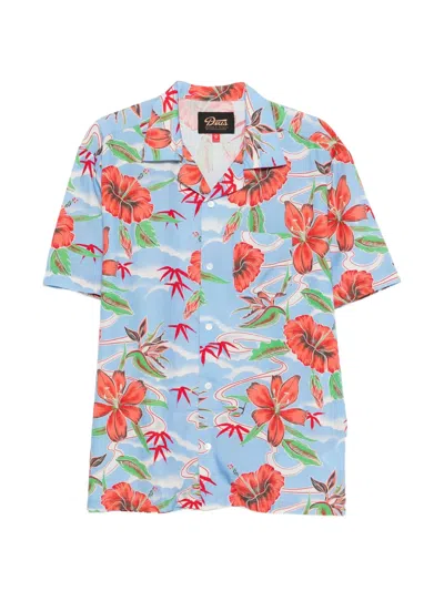 Deus Ex Machina Broadus Floral Short-sleeve Shirt In Blue