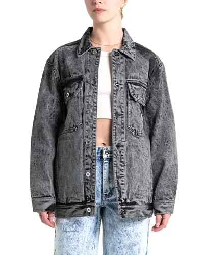 Deus Ex Machina Crosby Work Jacket In Black Acid Stonewash