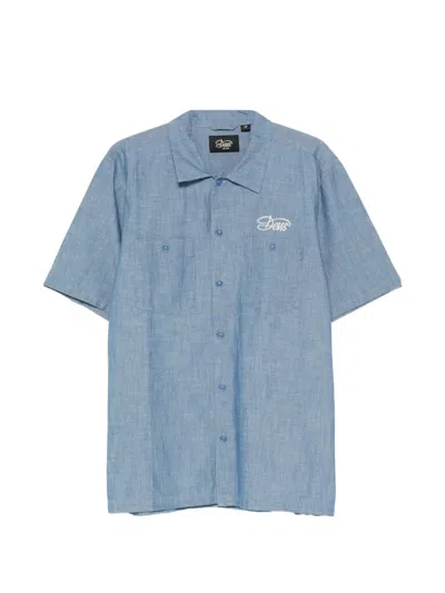 Deus Ex Machina Forecourt Logo-embroidered Short-sleeve Shirt In Blue