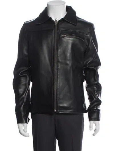 Pre-owned Deus Ex Machina Leather Moto Jacket In Blue