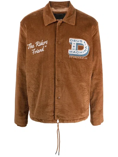 Deus Ex Machina Logo-patch Corduroy Shirt Jacket In Brown